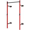Folding Squat Rack with Pull Up Bar, Wall Mounted and Adjustable, 1000 Pounds Capacity Power Rack, Red