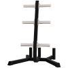 2-Inch Weight Plate Rack with Barbell Bar Holders, Olympic Weight Tree, 660 lbs. Capacity, Black