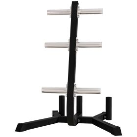 2-Inch Weight Plate Rack with Barbell Bar Holders, Olympic Weight Tree, 660 lbs. Capacity, Black
