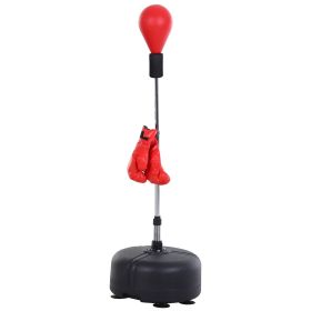 Punching Bag Free Standing w Boxing Gloves Height Adjustable Red