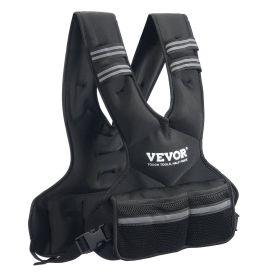 VEVOR Adjustable Weighted Vest, 11-20lb Weight Vest with 6 Ironsand Weights and Reflective Stripe, Body Weight Vest Exercise Set for Men Women, Workou