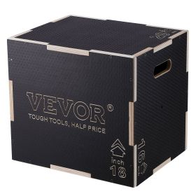 VEVOR 3 in 1 Plyometric Jump Box, 20/18/16 Inch Wooden Plyo Box, Platform & Jumping Agility Box, Anti-Slip Fitness Exercise Step Up Box for Home Gym T
