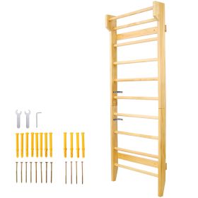 Gymnastics Wood Stall Bar, Multi-use Swedish Ladder- Wall Mounted Pull Up Bar-Physical Therapy for Stretching and Various Exercises,Indoor Home Gym Wo