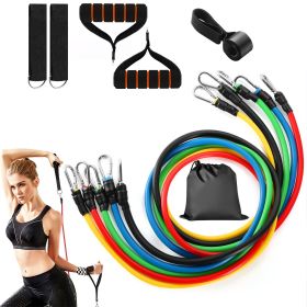 11Pcs Resistance Bands Set Fitness Workout Tubes Exercise Tube Bands Up to 100lbs w/ Door Anchor Handles Ankle Straps for Physical Training Yoga Pilat