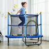 Kids Trampoline, 4.6 Feet with Safety Enclosure and Ball Pit, Blue, Indoor Play Equipment