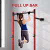 Folding Squat Rack with Pull Up Bar, Wall Mounted and Adjustable, 1000 Pounds Capacity Power Rack, Red
