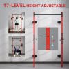 Folding Squat Rack with Pull Up Bar, Wall Mounted and Adjustable, 1000 Pounds Capacity Power Rack, Red