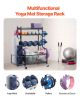 VEVOR Yoga Mat Storage Rack, Powder Coated Finish Steel Yoga Mat Holder, Home Gym Workout Equipment Organizer with Hooks & Wheels, Weight Rack for Foa