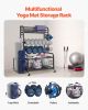 VEVOR Yoga Mat Storage Rack, Home Gym Workout Equipment Organizer, Powder Coated Finish Steel Yoga Mat Holder with Hooks & Wheels, Weight Rack for Dum