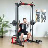 Smith Machine Power Rack with Pull Up Bar, Lat Pull Down System, Landmine, Squat Rack, Barbell Bar, for Home Gym