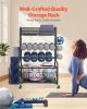 VEVOR Yoga Mat Storage Rack, Home Gym Workout Equipment Organizer, Powder Coated Finish Steel Yoga Mat Holder with Hooks & Wheels, Weight Rack for Dum