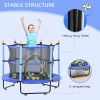 Kids Trampoline, 4.6 Feet with Safety Enclosure and Ball Pit, Blue, Indoor Play Equipment