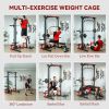 Smith Machine Power Rack with Pull Up Bar, Lat Pull Down System, Landmine, Squat Rack, Barbell Bar, for Home Gym