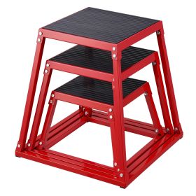 VEVOR Plyometric Jump Boxes, 12/18/24 Inch Plyo Box, Platform and Jumping Agility Box (Color: Red, size: 12 inch + 18 inch + 24 inch)
